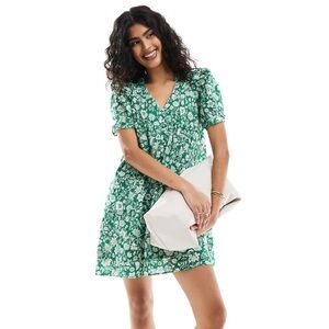 &Other Stories Beautiful Floral Cotton Green Dress Size 10